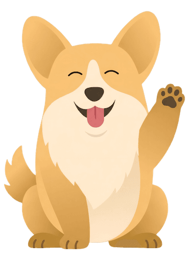 Dog mascot waving